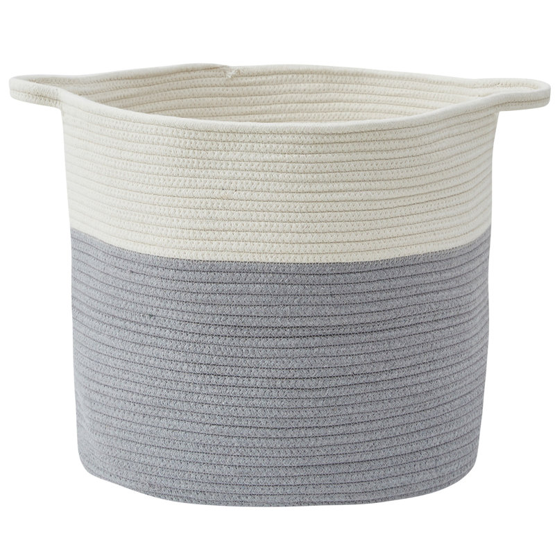 Dovecove Cotton Rope Storage Basket Bin With Handles, Baby Nursery Laundry Basket Hamper, Toy